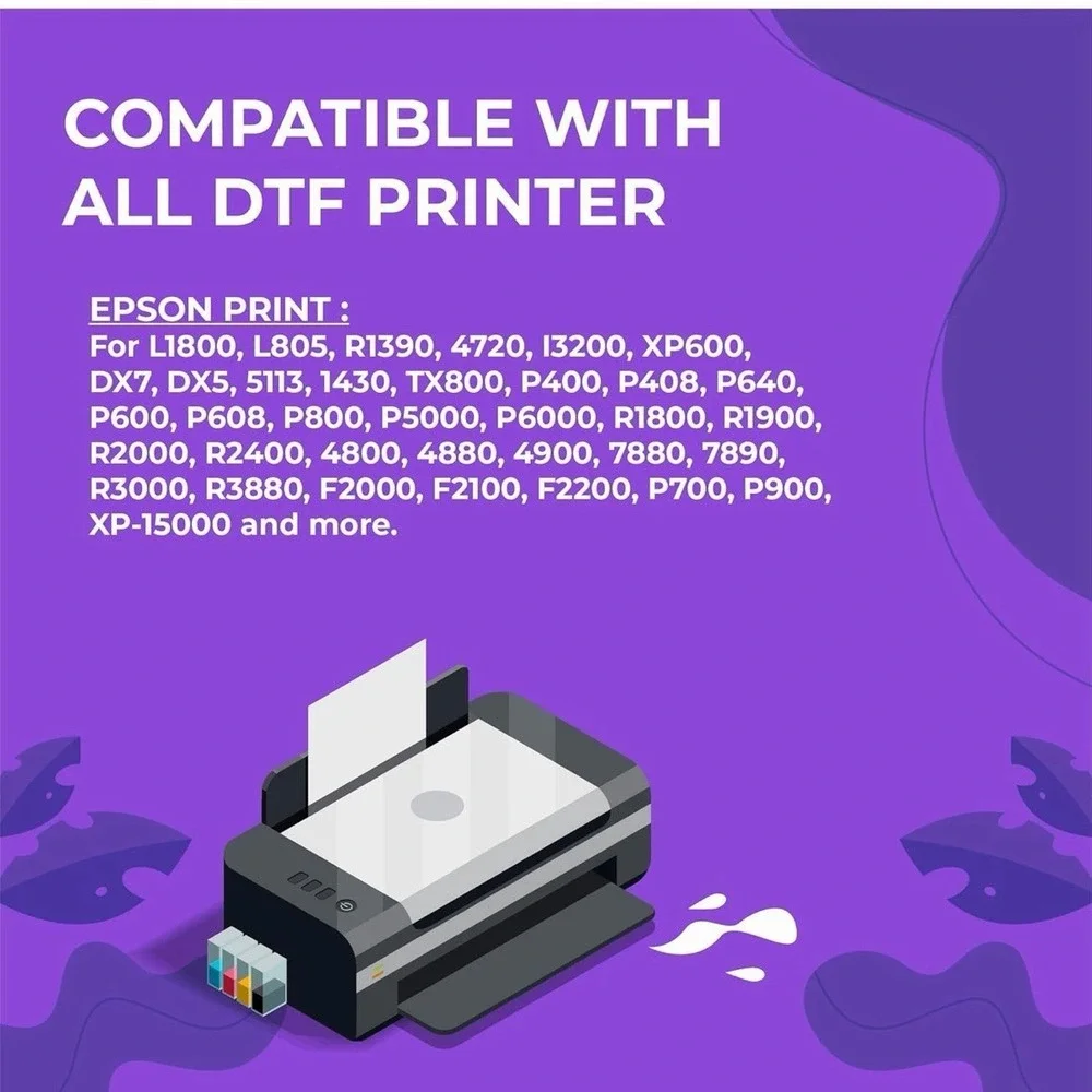 Enlite DTF Ink 500ML Combo Pack, Premium Pigment Ink for PET Film Heat Transf...